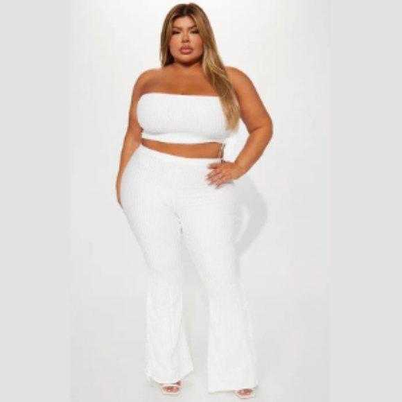 Fashion Nova Always Wining Fringe Pant Set - Size: 1X, Color: Ivory - Picture 5 of 12